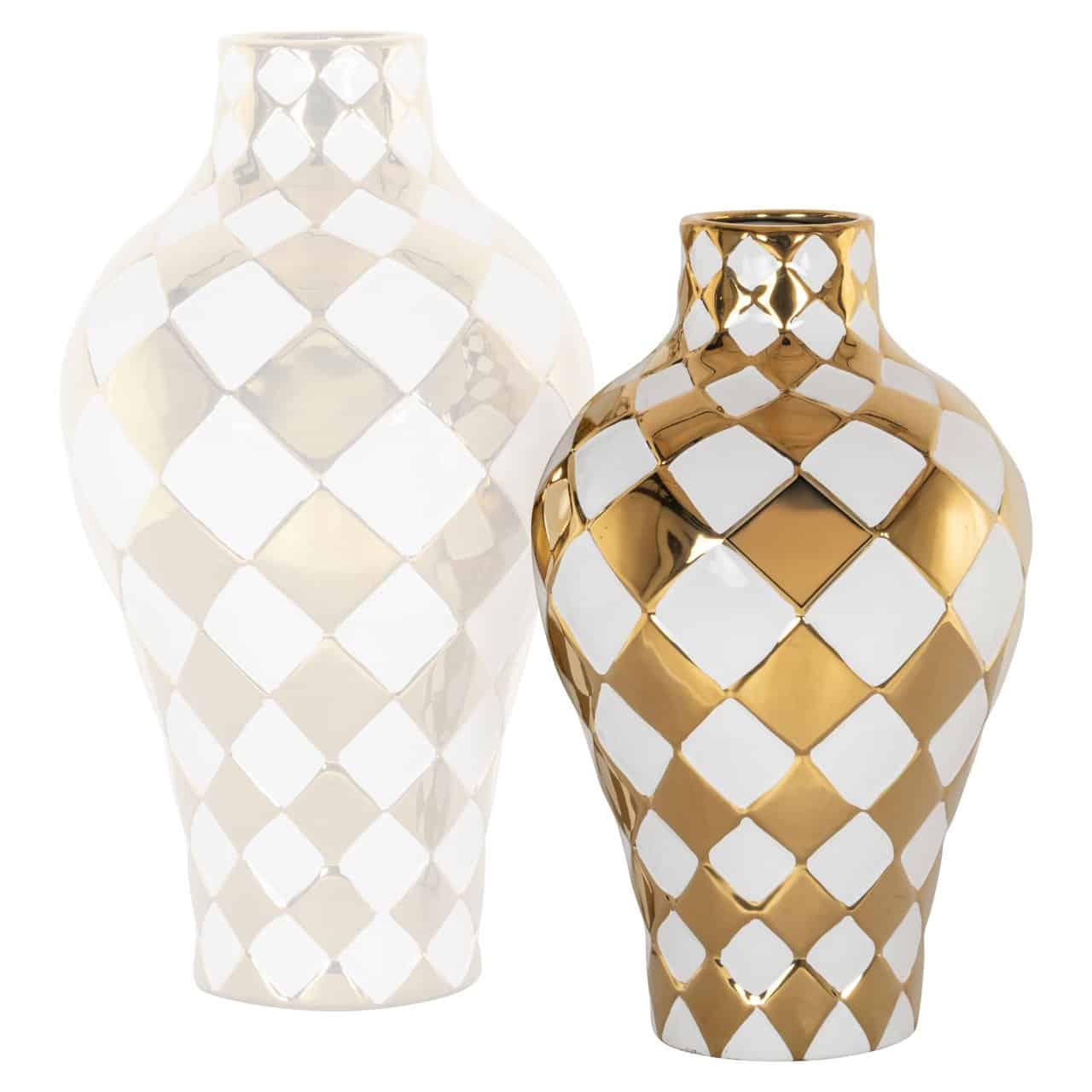 Vāze Zilla S Richmond Interiors 24/24/40 cm zelts/balts