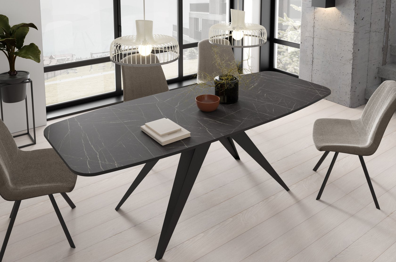 Galds Fery 76/160/80; 76/180/90 cm dabīgs ozols Halifax /kašmirs - N1 Home