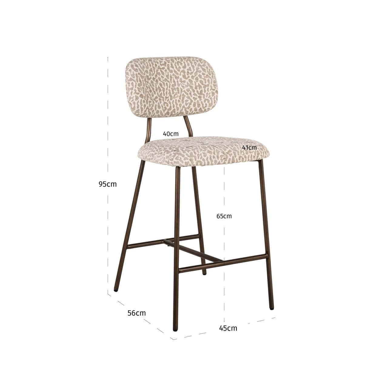 Bāra krēsls Xenia (Set of 2) Richmond Interiors 95/45/53 cm bēss leopard fire retardant