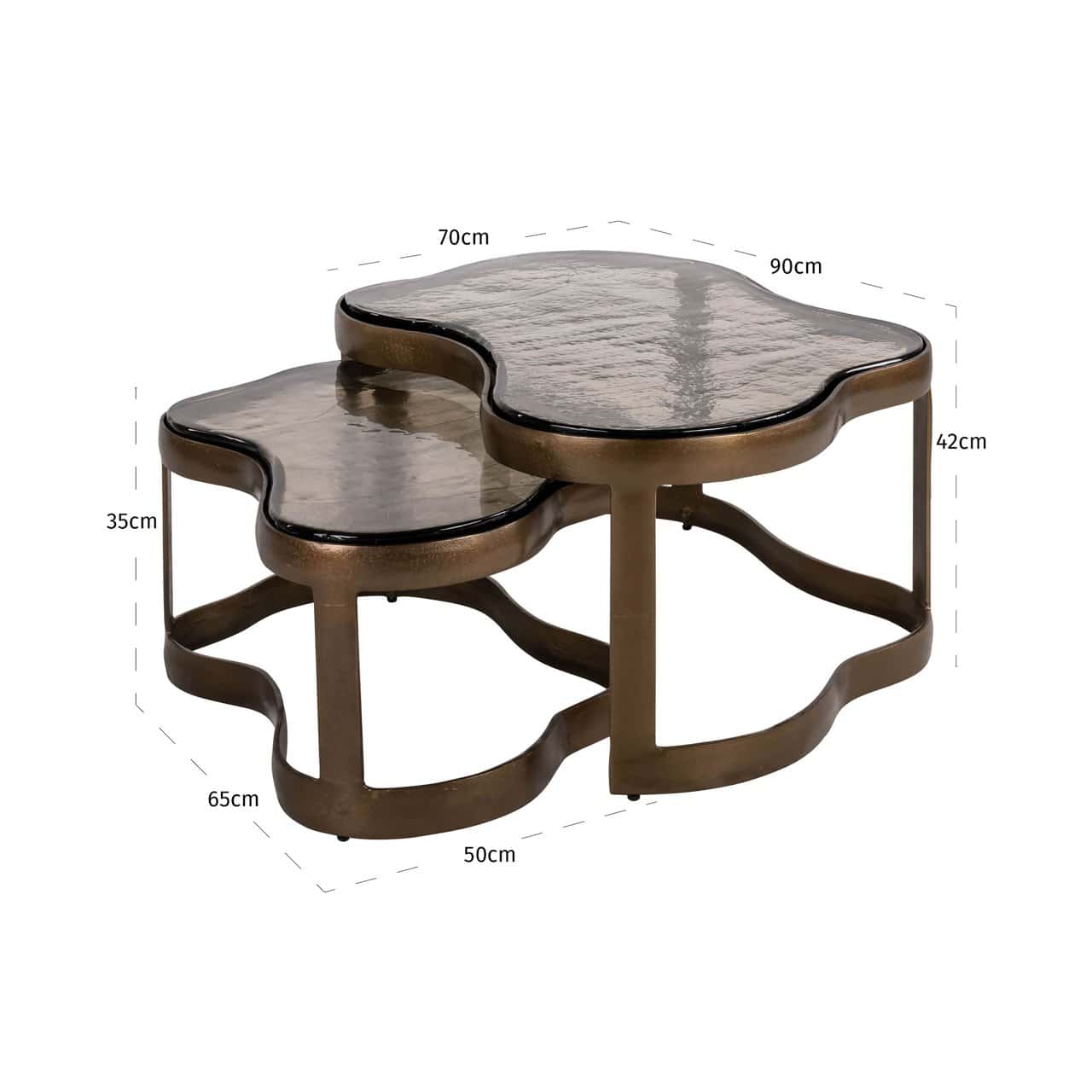 Kafijas galds Fairfield (Set of 2) Richmond Interiors 90/42/70 cm brass antique - N1 Home