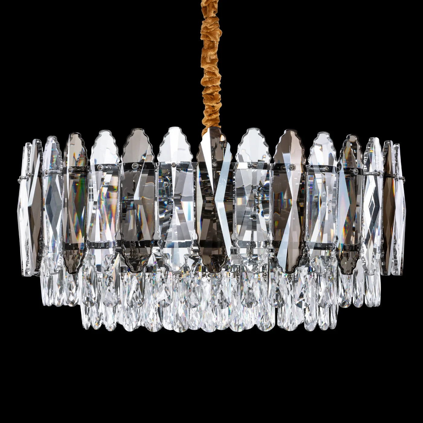 Lustra Nel ar piekārtiem kristāliem, regulējams augstums,60 x 150 cm, zelts - N1 Home