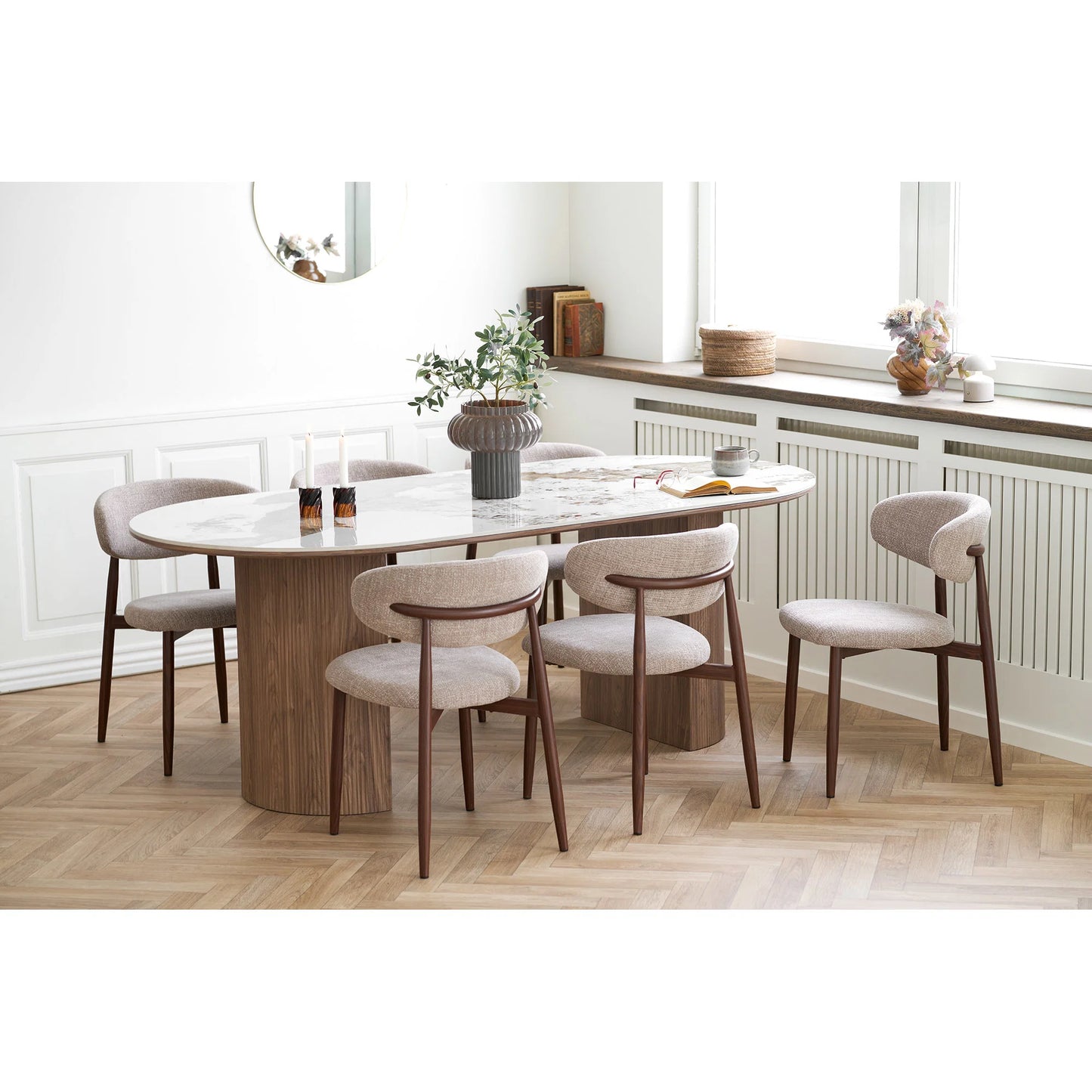 Galds Ahana 100/210/76 cm balts/brūns