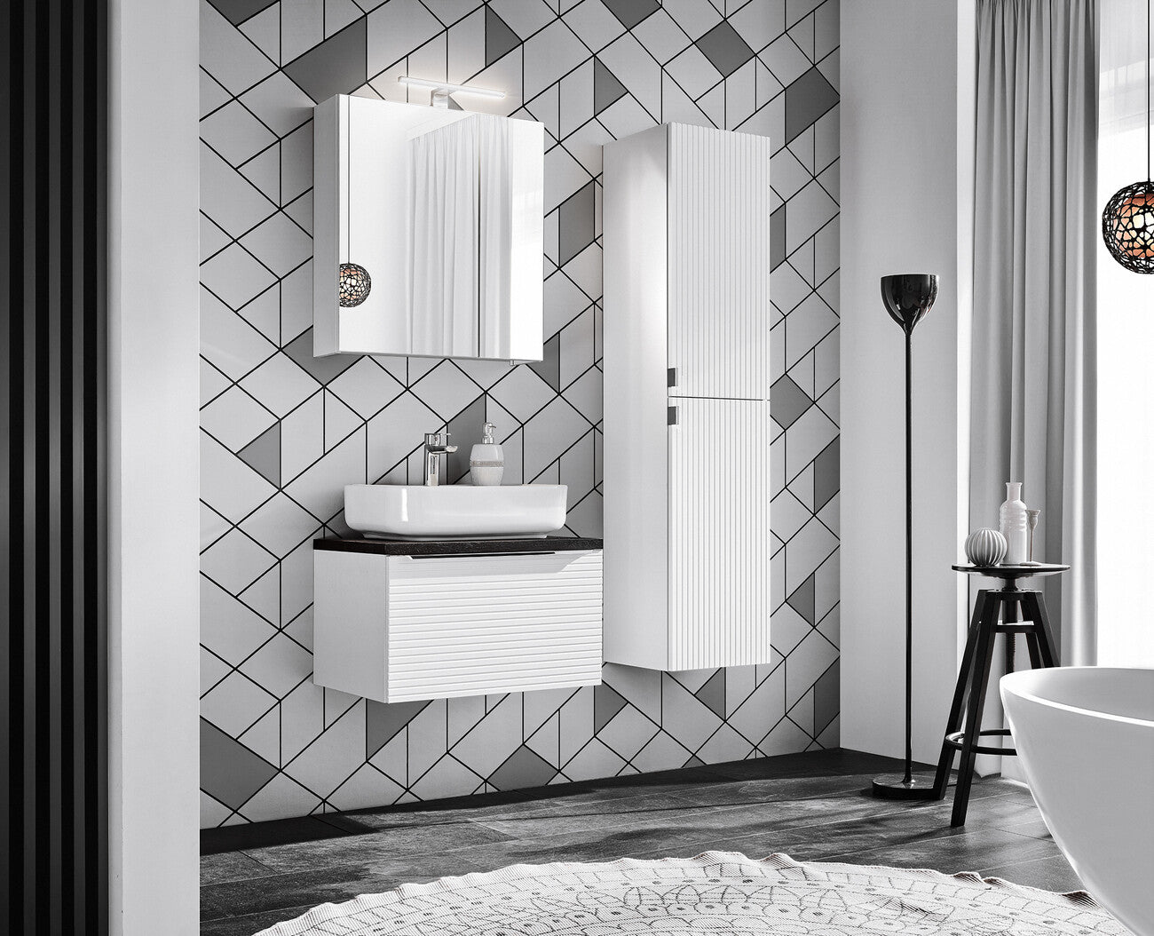 Vannas istabas skapīs Leo 60; 90/65/16.8 cm balts - N1 Home