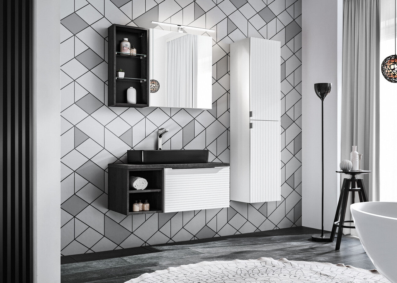 Vannas istabas skapīs Leo 35/150/32 cm balts - N1 Home