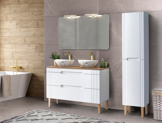 Vannas istabas mēbeļu komplekts ar spogulis Fija E balts - N1 Home