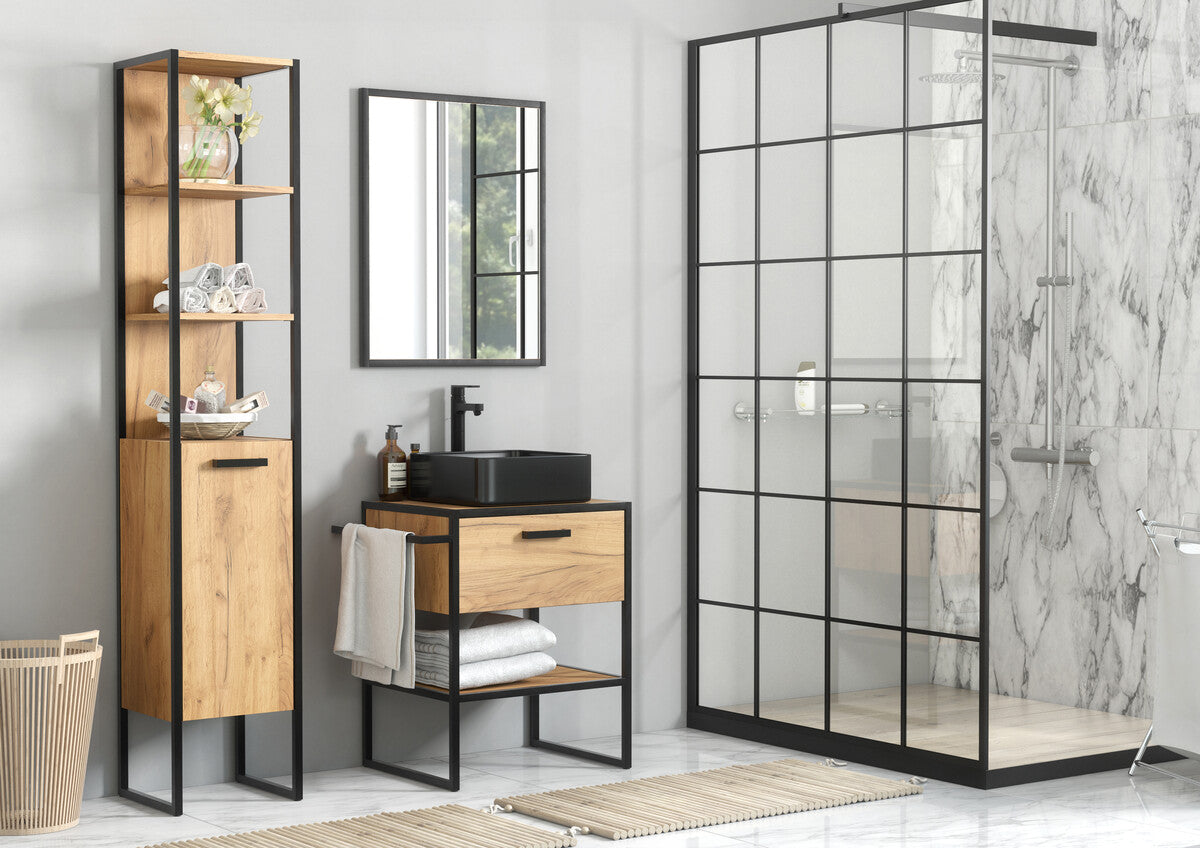 Vannas istabas izlietne skapīs Brook 90/75/60cm zelta ozols - N1 Home