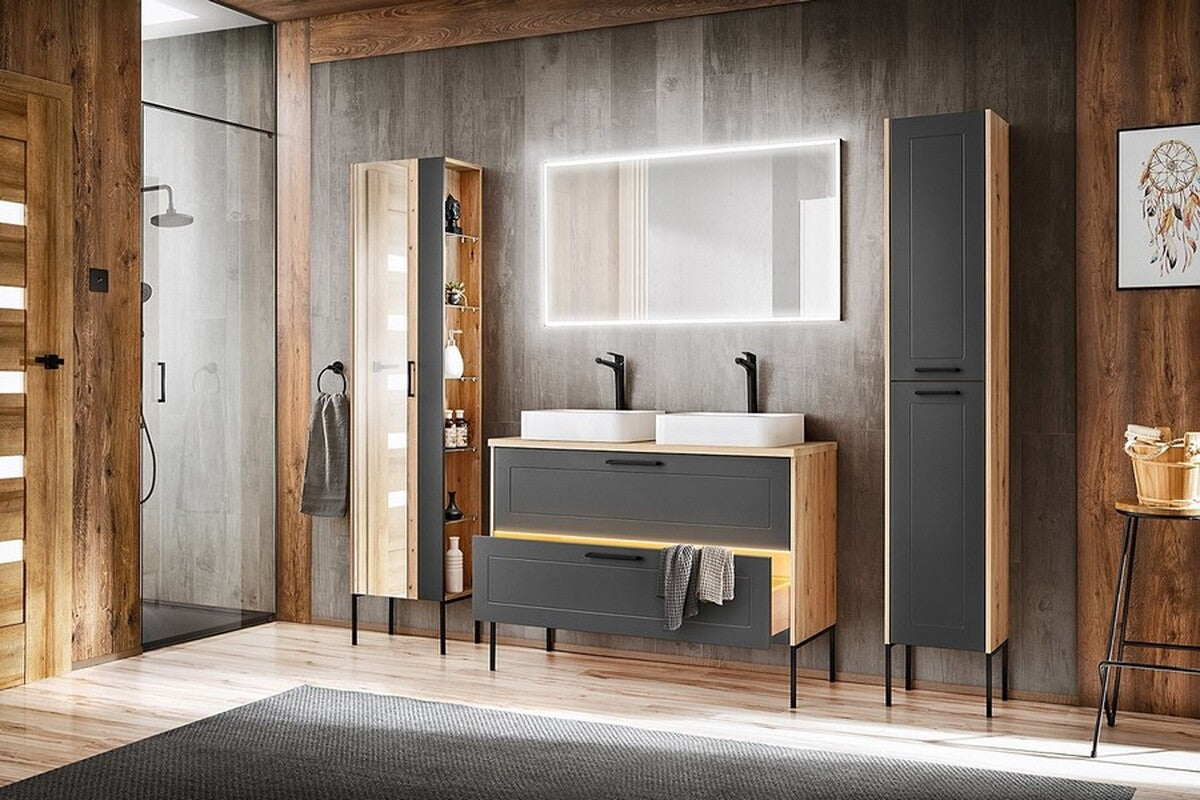 Vannas istabas skapīs Mado 35/170/30 cm grafīts - N1 Home