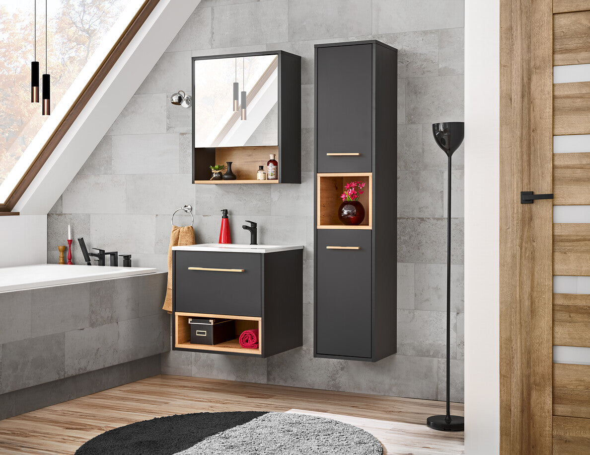 Vannas istabas skapīs Boro 36/170/33 cm grafīts - N1 Home