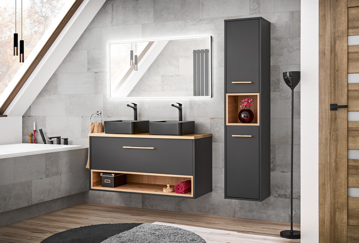 Vannas istabas skapīs Boro 36/170/33 cm grafīts - N1 Home