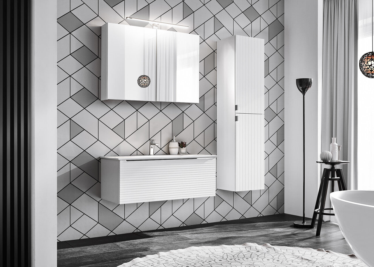 Vannas istabas skapīs Leo 60; 90/65/16.8 cm balts - N1 Home