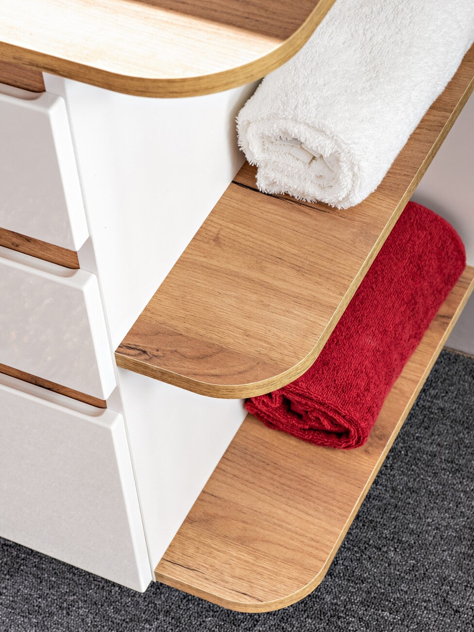 Vannas istabas izlietnes skapīs Plati 94/64/50 cm balts/zelts craft ozols - N1 Home