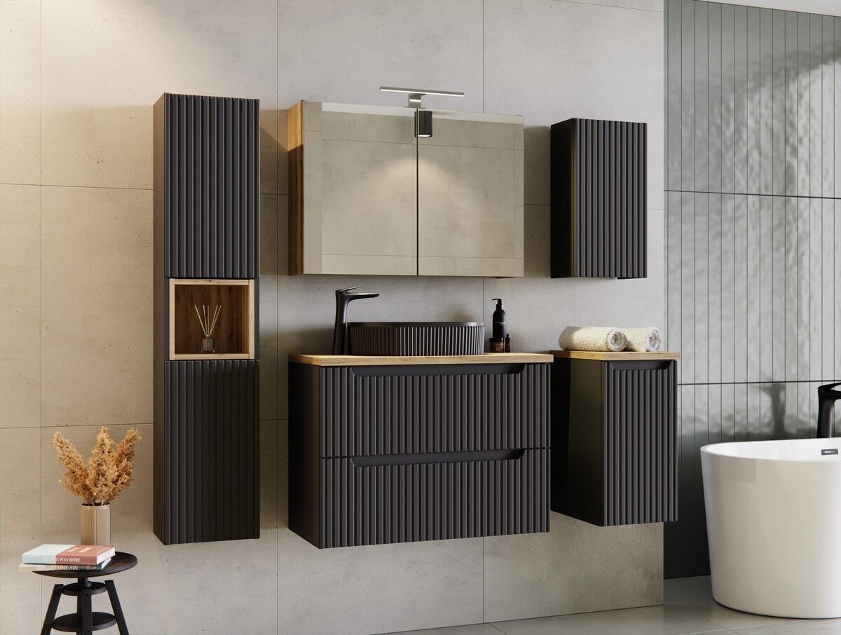 Vannas istabas skapīs ar veļas grozu Noa 40/57/39 cm melns - N1 Home