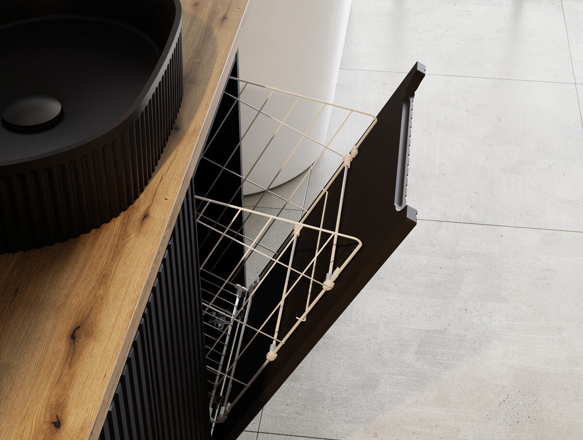 Vannas istabas skapīs ar veļas grozu Noa 40/57/39 cm melns - N1 Home