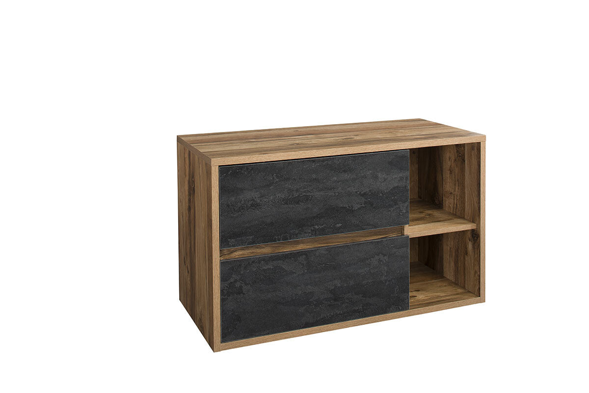 Vannas istabas mēbeļu komplekts Hamp A 100 cm Hantona ozols/tumšs betons - N1 Home