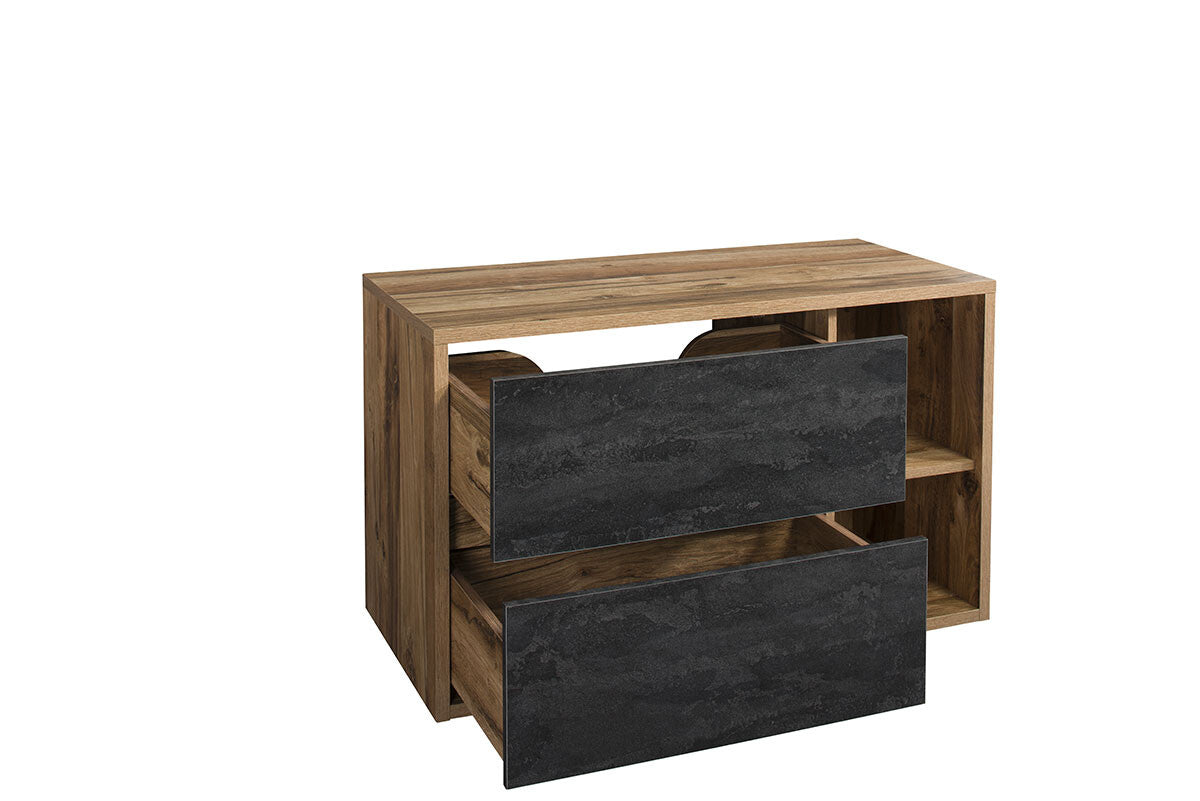 Vannas istabas mēbeļu komplekts Hamp G ar spogulis  Hantona ozols/tumšs betons - N1 Home