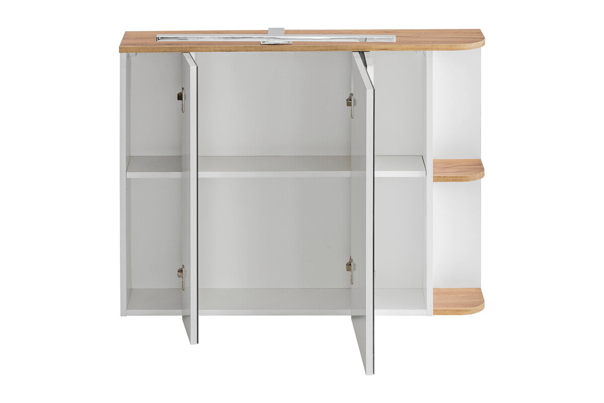 Vannas istabas skapīs ar spogulis Plati 94/72/20 cm balts/zelts craft ozols - N1 Home