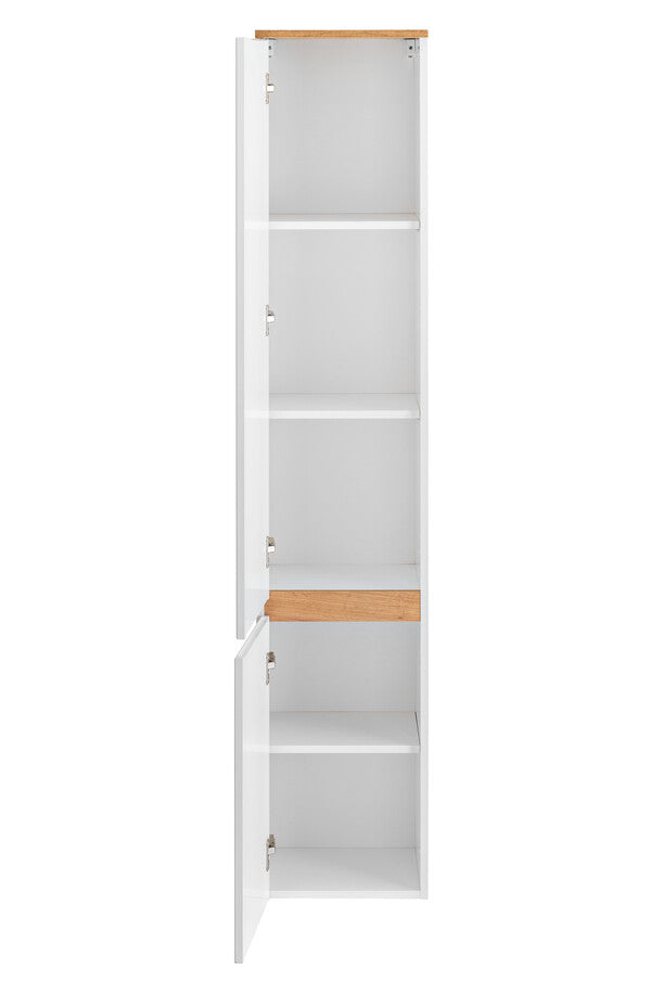 Vannas istabas skapīs Plati 35/176/30 cm balts/zelts craft ozols - N1 Home