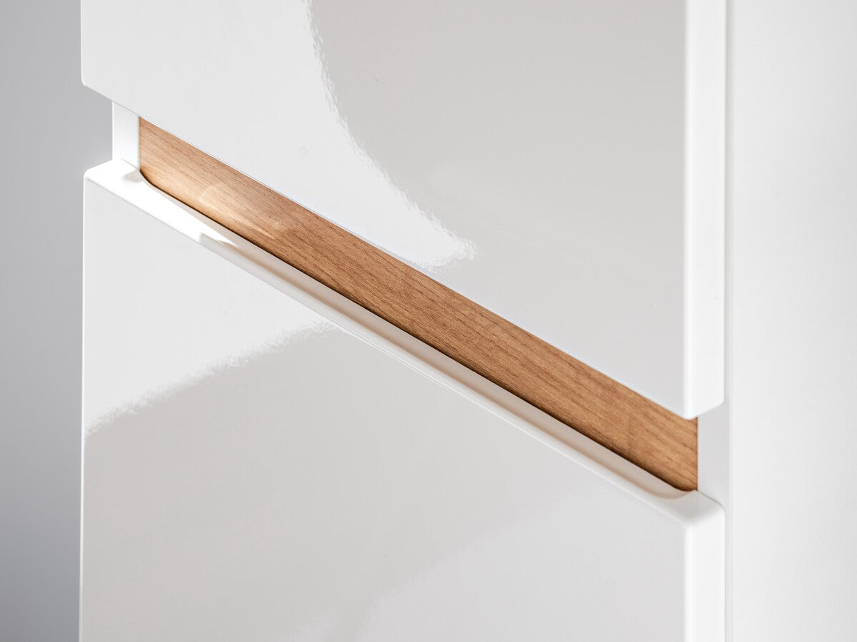 Vannas istabas skapīs Plati 35/176/30 cm balts/zelts craft ozols - N1 Home