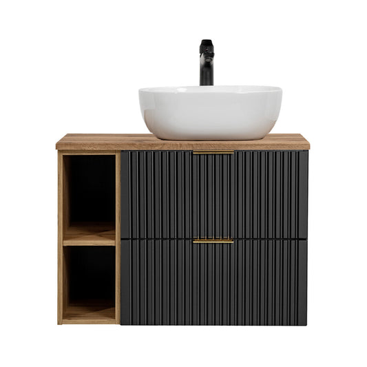 Vannas istabas mēbeļu komplekts Ade UJ 80 cm  melns/votan ozols - N1 Home