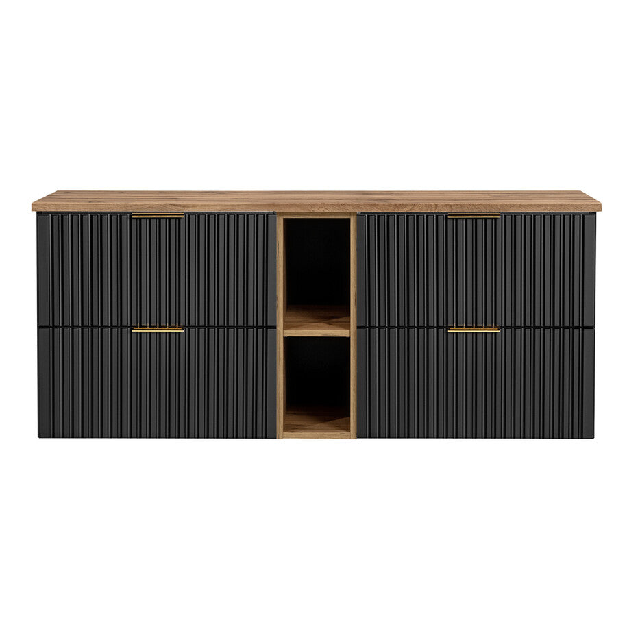 Vannas istabas mēbeļu komplekts Ade PH 140 cm melns/votan ozols - N1 Home