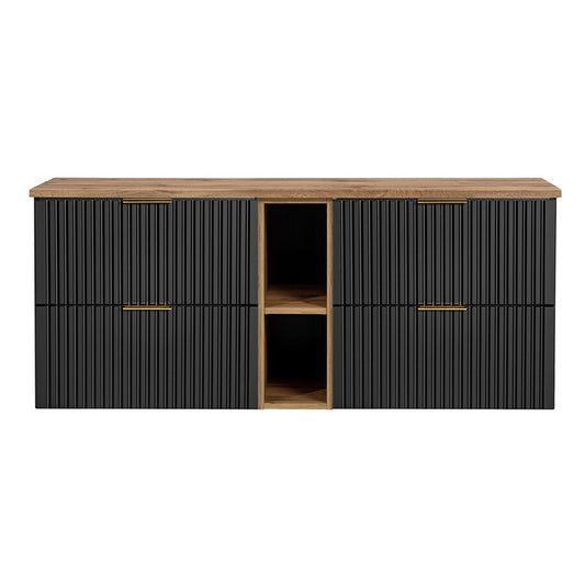 Vannas istabas mēbeļu komplekts Ade PH 140 cm melns/votan ozols - N1 Home