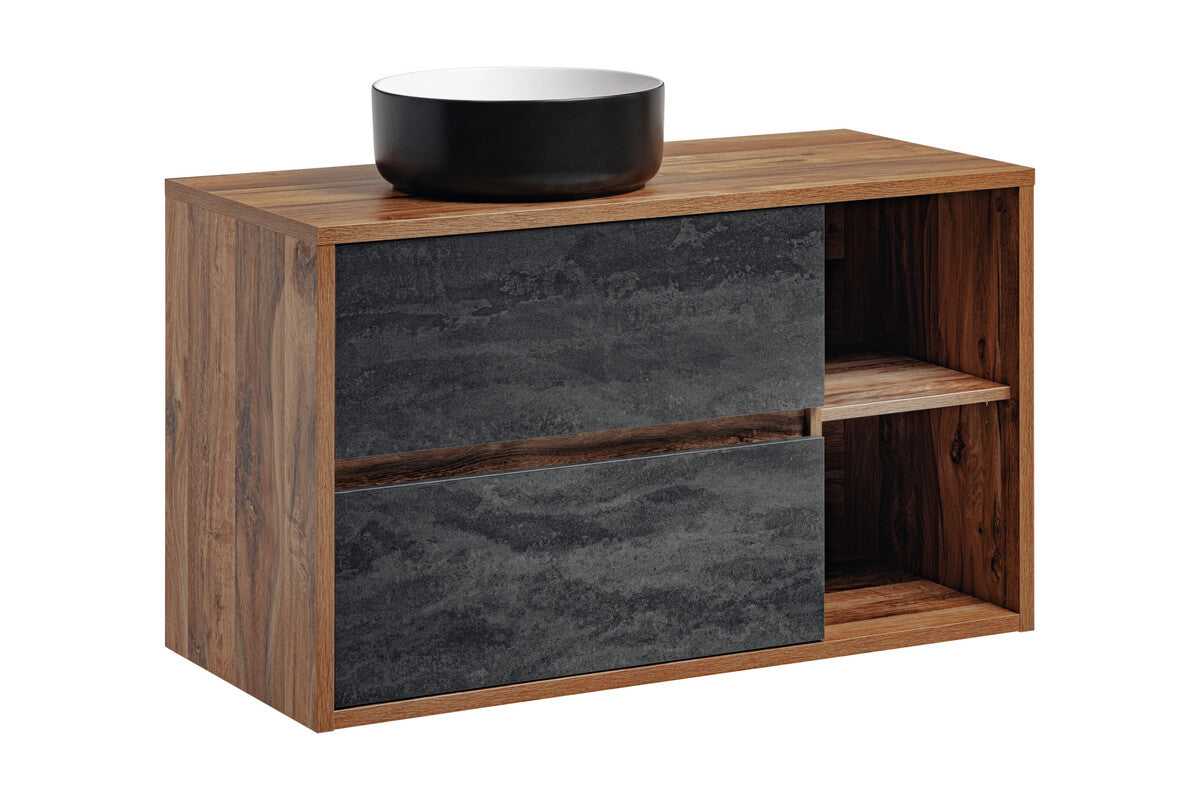 Vannas istabas mēbeļu komplekts Hamp A 100 cm Hantona ozols/tumšs betons - N1 Home