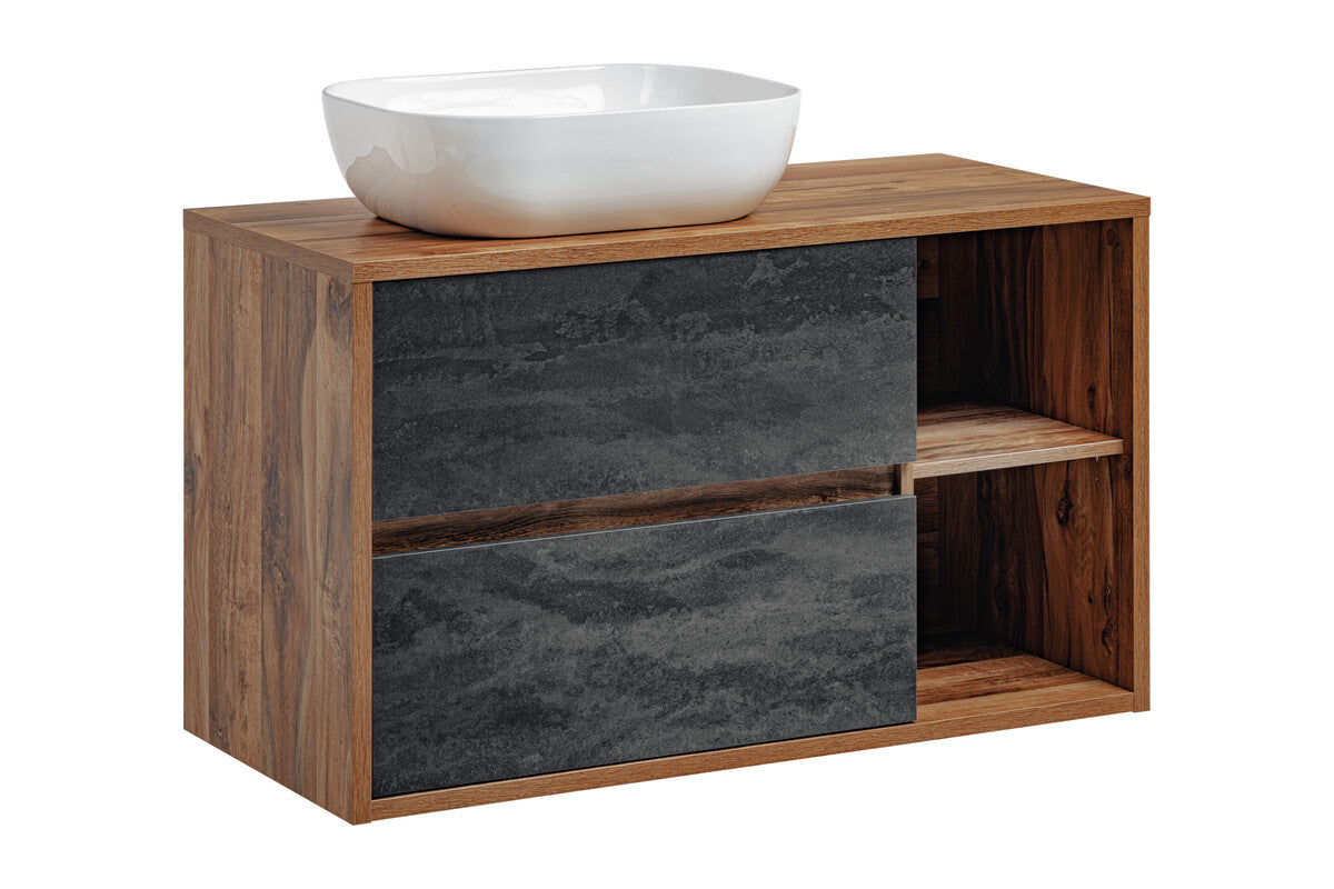 Vannas istabas mēbeļu komplekts Hamp C 100 cm Hantona ozols/tumšs betons - N1 Home