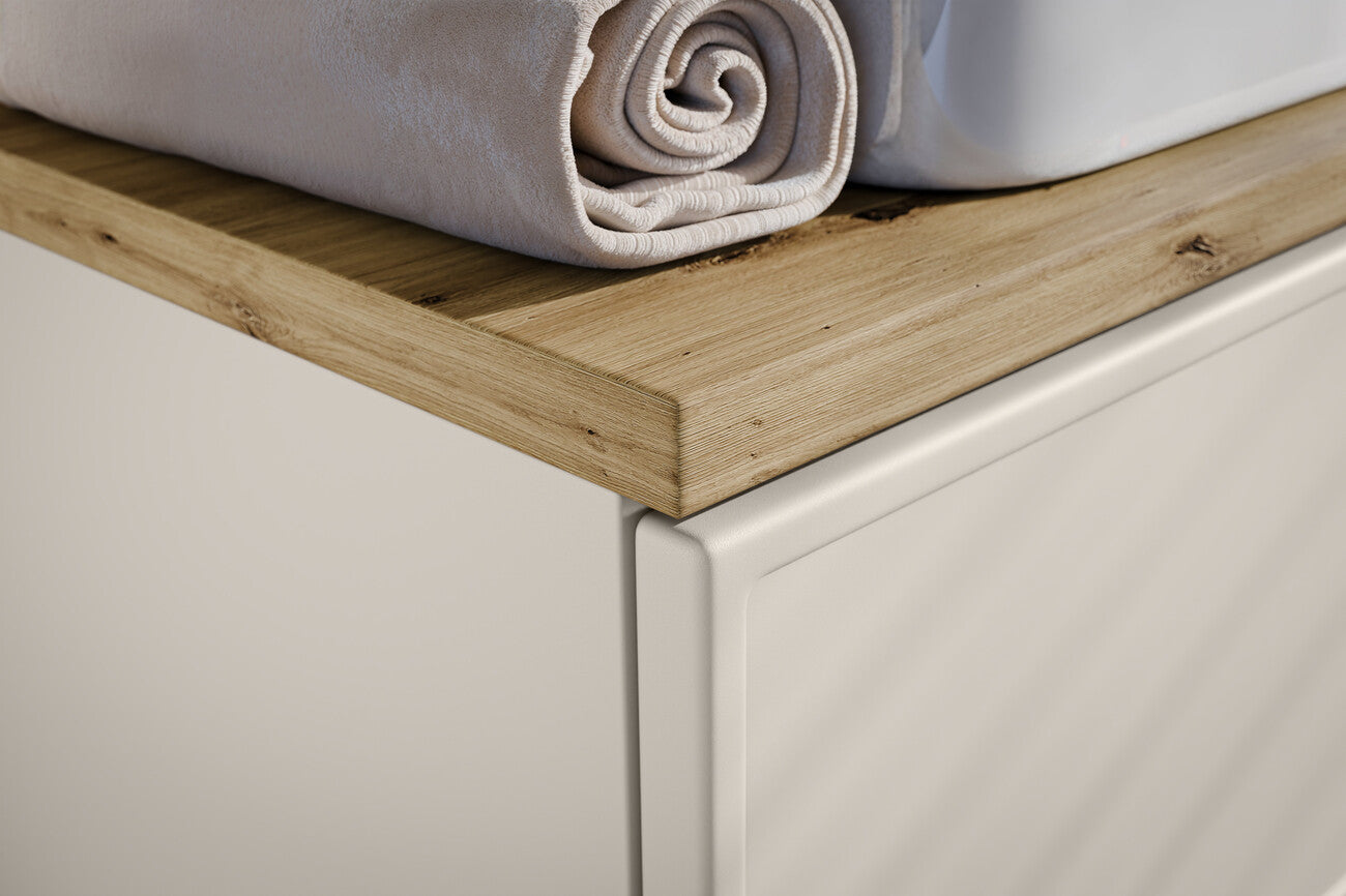 Vannas istabas mēbeļu komplekts Bell E 120 cm kašmirs/ozols - N1 Home