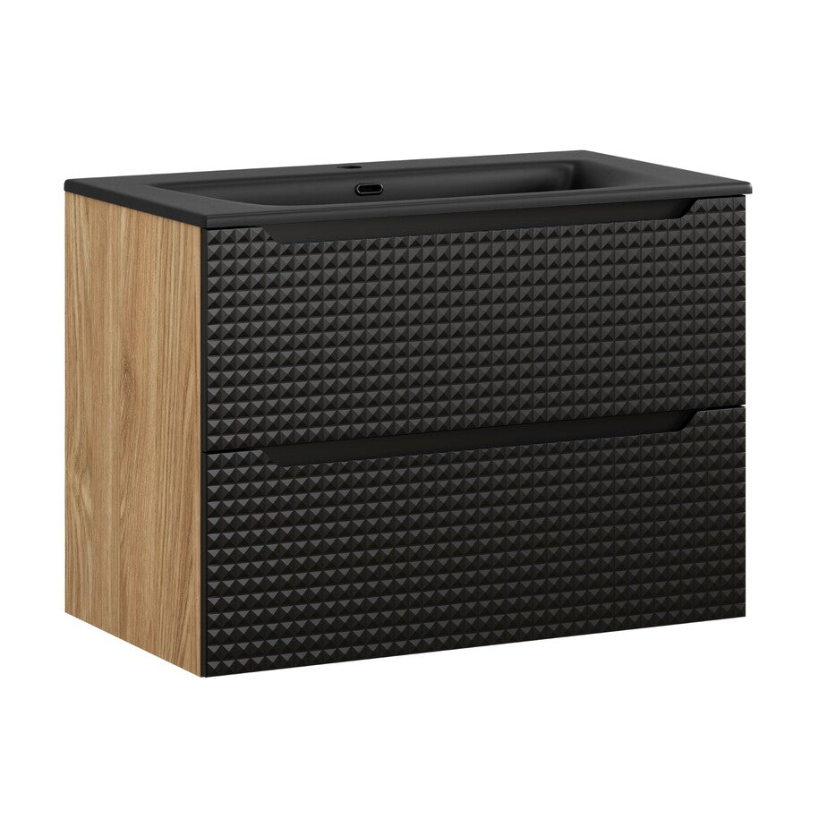 Vannas istabas mēbeļu komplekts Lukso M 80 cm melns - N1 Home