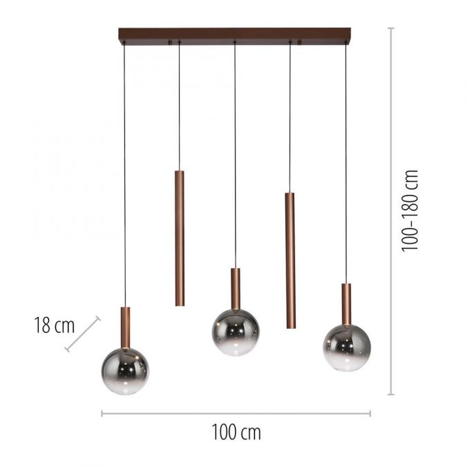 Piekaramā lampa BOWL 180/18/100 cm brūns