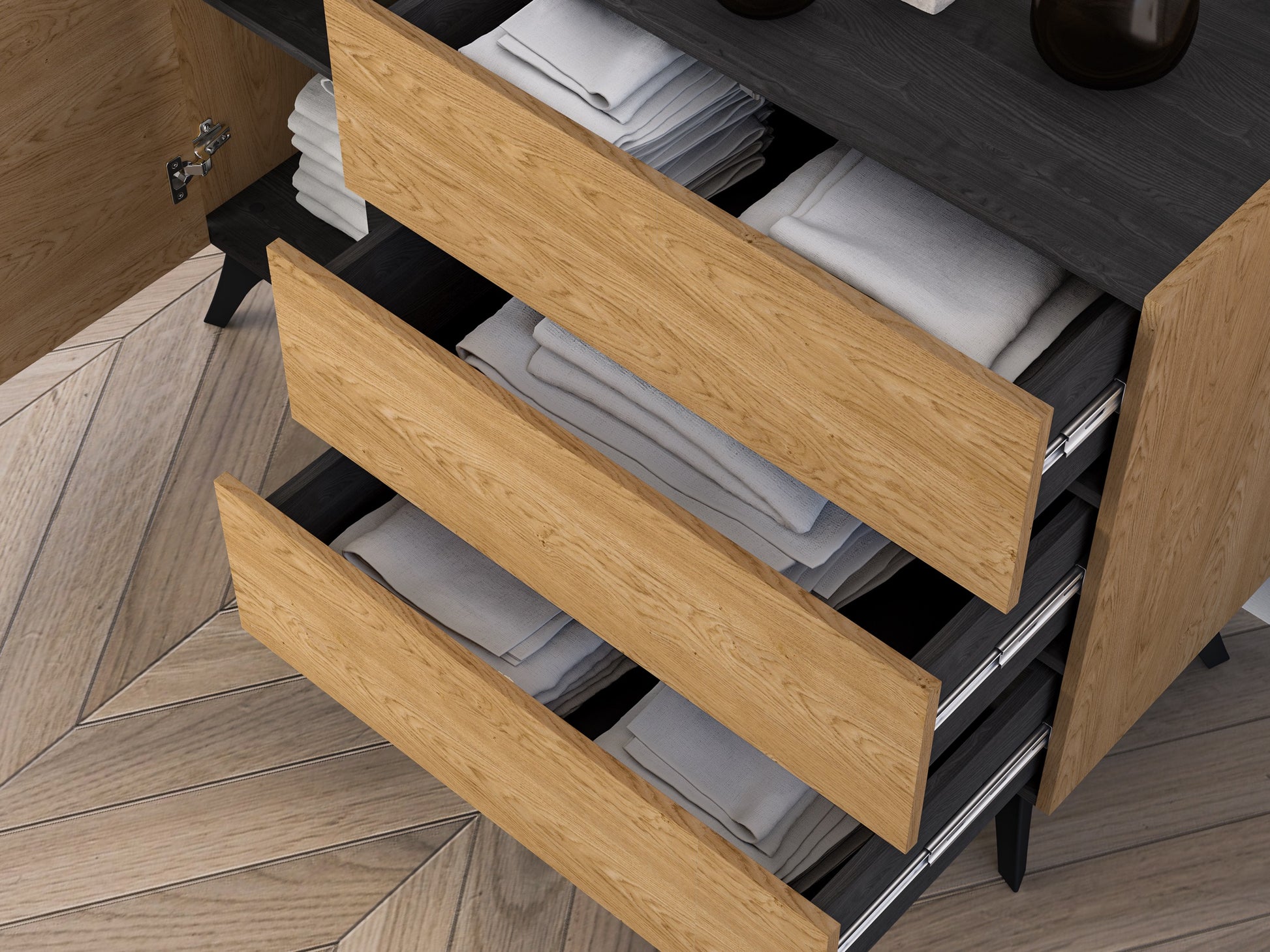 Kumode Toskana 120/82/38 cm ozols/melns - N1 Home