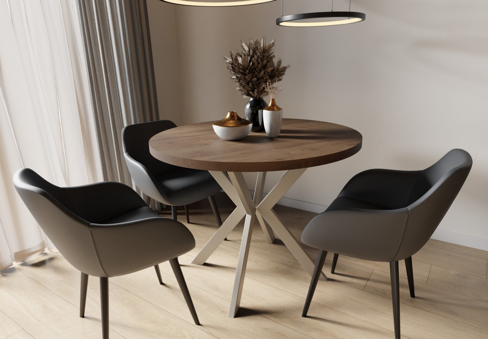 Galds Edd 90/166; 100/176 cm zelta craft ozols - N1 Home