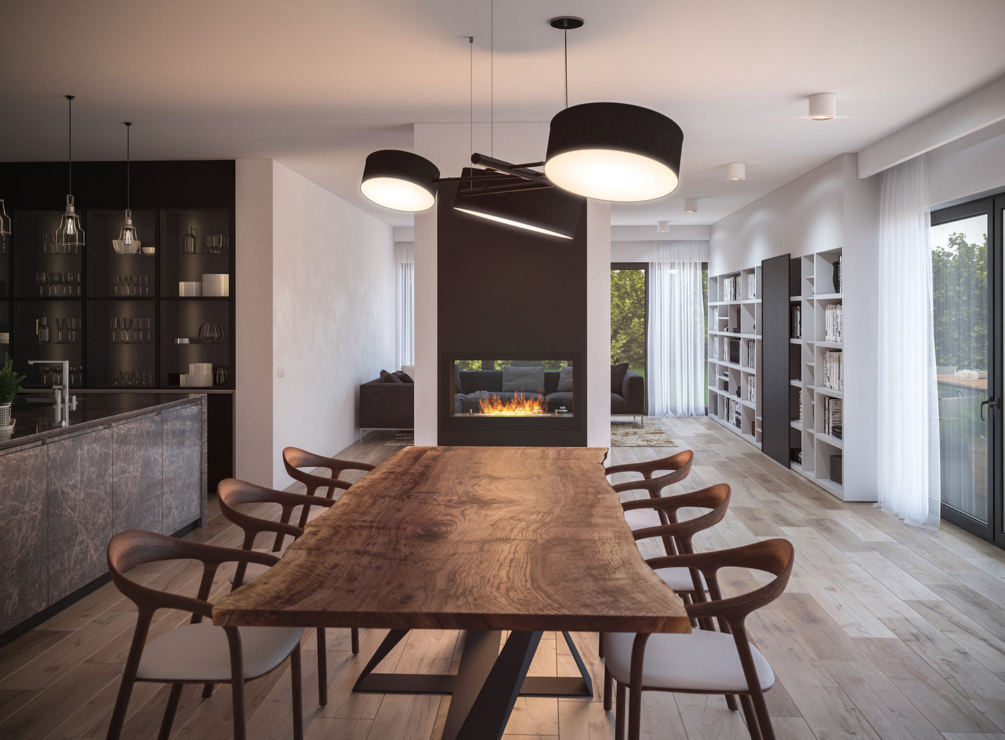 Biokamīns 2Sid 90/50/25; 120/50/25 cm melns - N1 Home