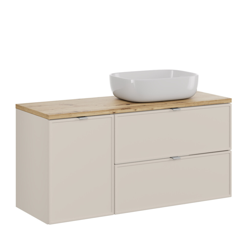 Vannas istabas mēbeļu komplekts Bell E 120 cm kašmirs/ozols - N1 Home