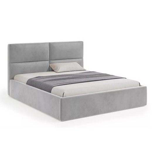 MAHEL Polsterēta gulta 140/160/180x200 cm ar glabātuvi, pelēks samts - N1 Home