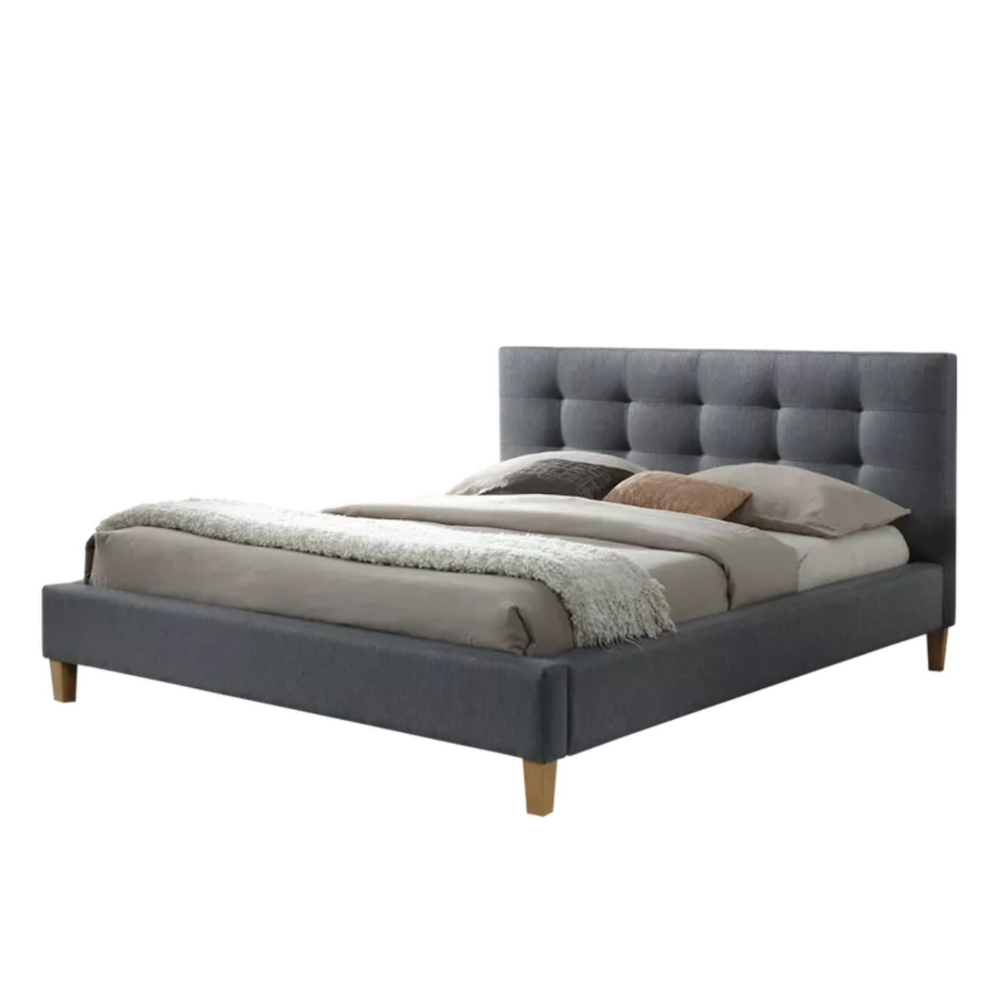 FORDL Mīkstā gulta 160x200 cm, pelēka - N1 Home