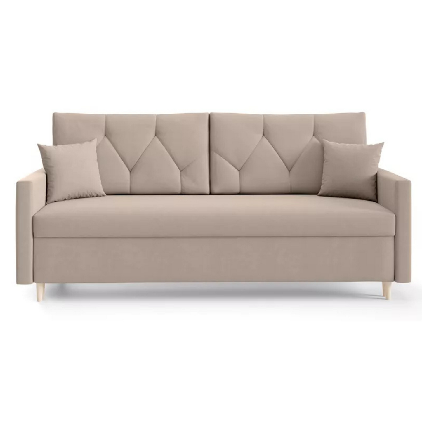 RAZO Dīvāns-gulta ar glabātuvii, pelēks un bēšs samts - N1 Home