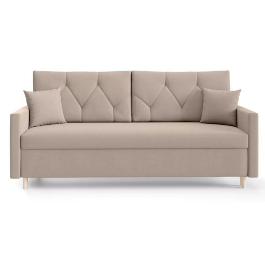 RAZO Dīvāns-gulta ar glabātuvii, pelēks un bēšs samts - N1 Home