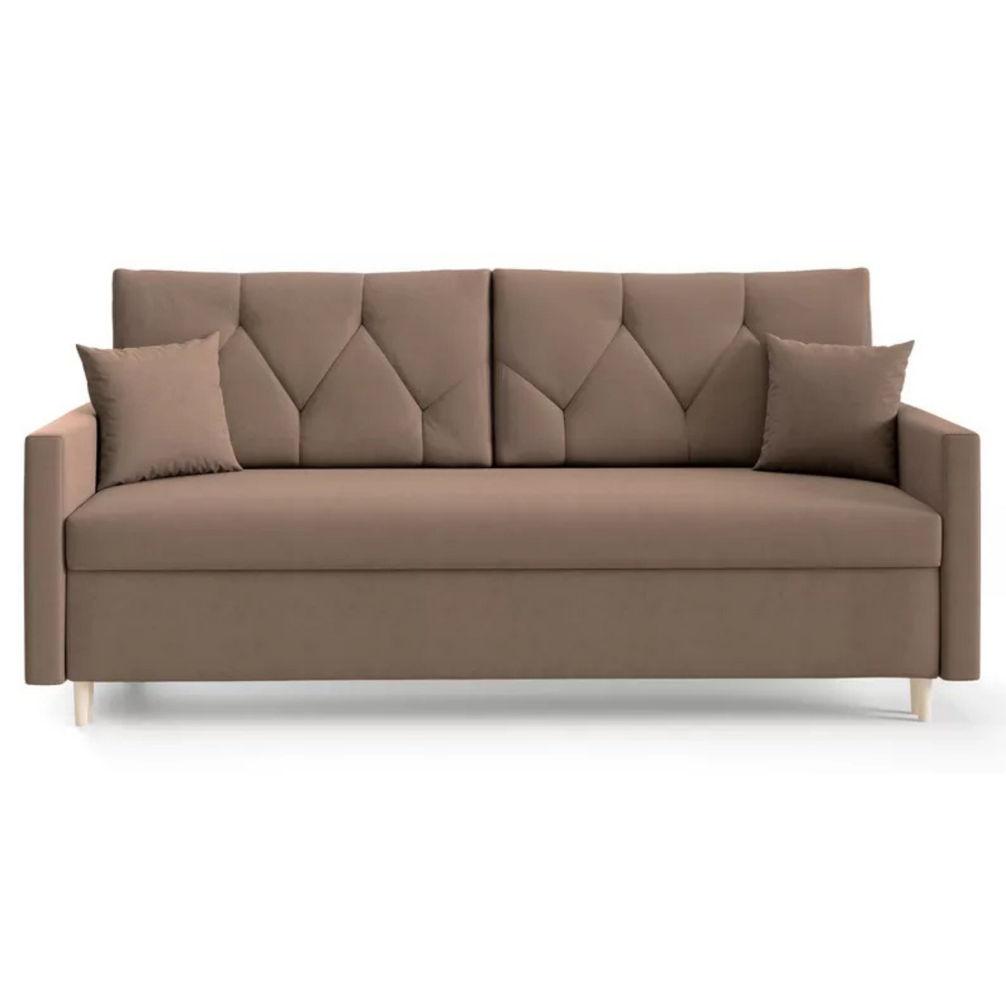 RAZO Dīvāns-gulta ar glabātuvii, gaiši brūns samts - N1 Home