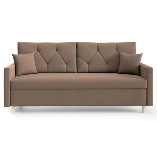 RAZO Dīvāns-gulta ar glabātuvii, gaiši brūns samts - N1 Home