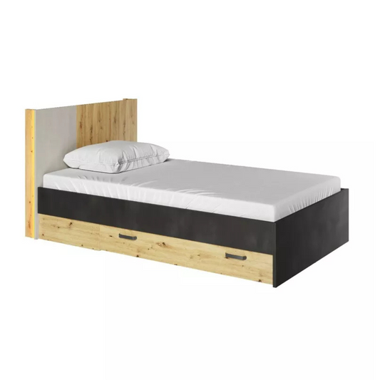 KUB Gulta ar divām atvilktnēm, amatnieka ozols, 120x200 cm - N1 Home