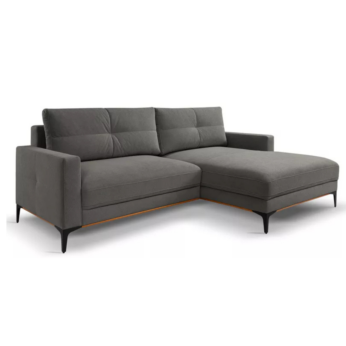 DASSINO L-formas stūra dīvāns ar gulēšanas funkciju ar glabātuvi, tumši pelēks hidrofobs šenils, kreisa/laba puse - N1 Home