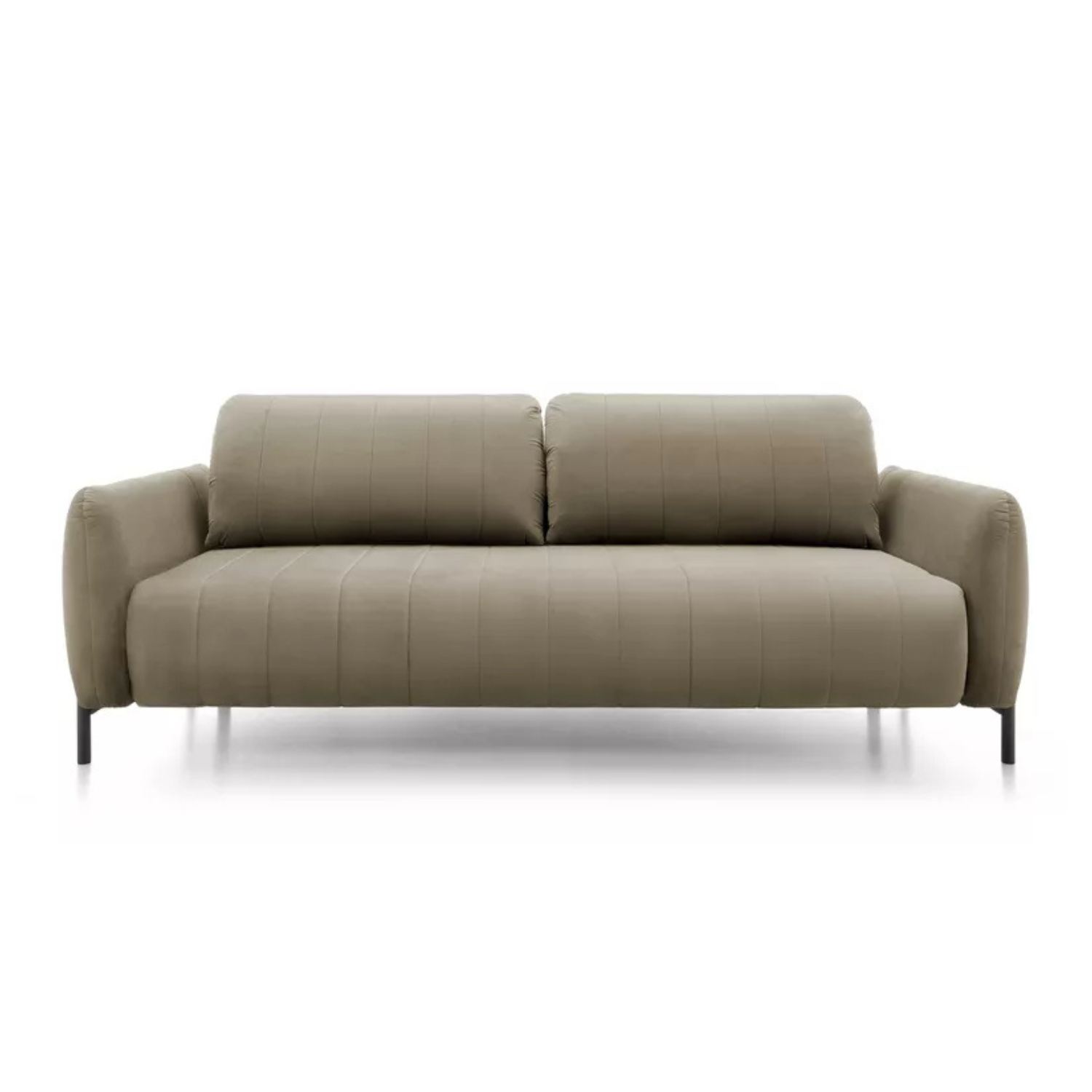 LEVA Bēšs trīsvietīgs dīvāns ar konteineru, no hidrofobiskā velūra auduma, melnām kājām - N1 Home