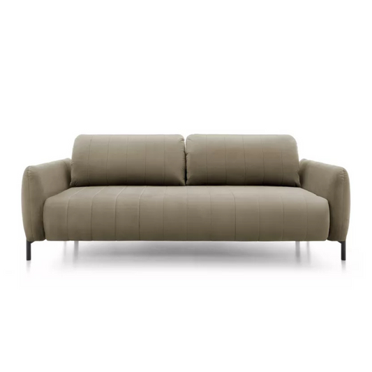 LEVA Bēšs trīsvietīgs dīvāns ar konteineru, no hidrofobiskā velūra auduma, melnām kājām - N1 Home