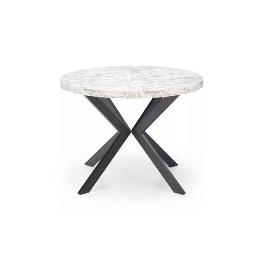 RELER Izvelkamais galds 100-250x100 cm, balts marmors/melns - N1 Home