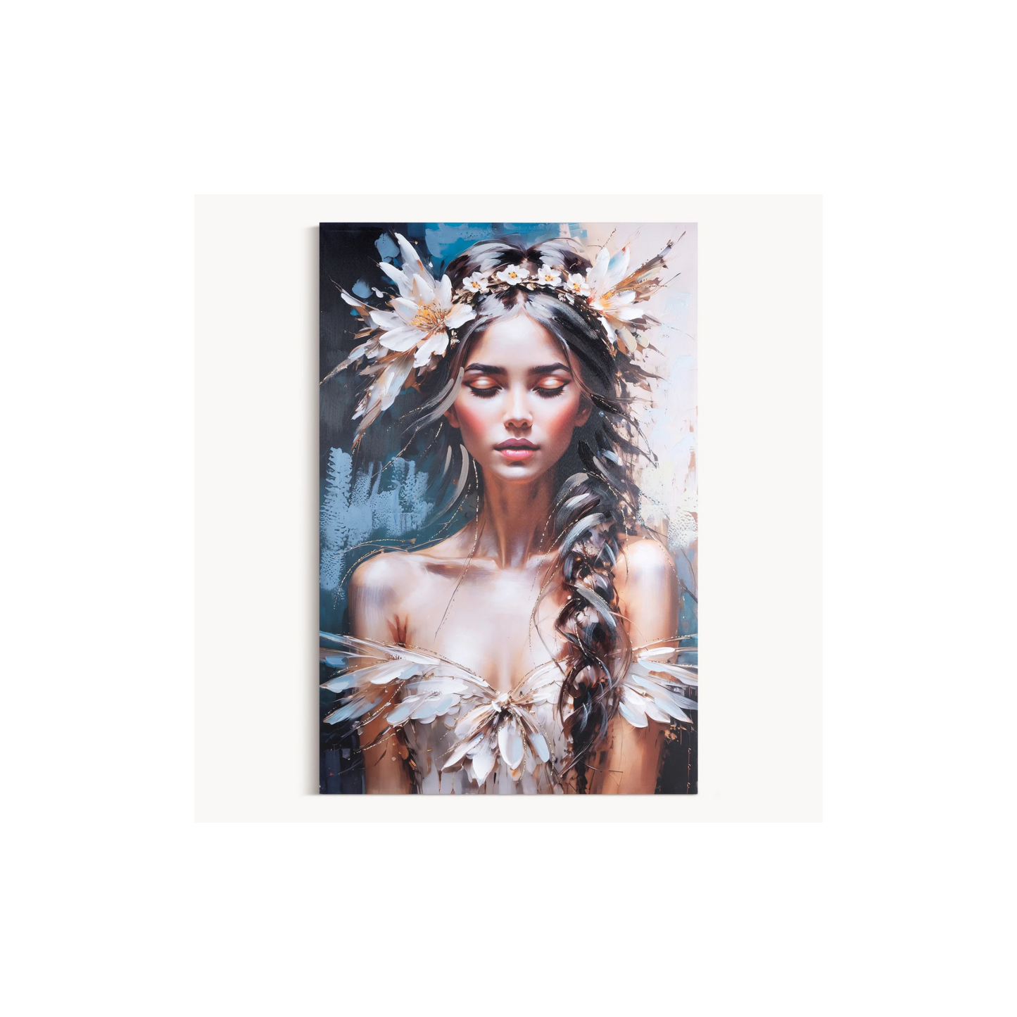 Glezna uz audekla ar rokām gleznots sievietes portrets Odri 80/120 cm - N1 Home