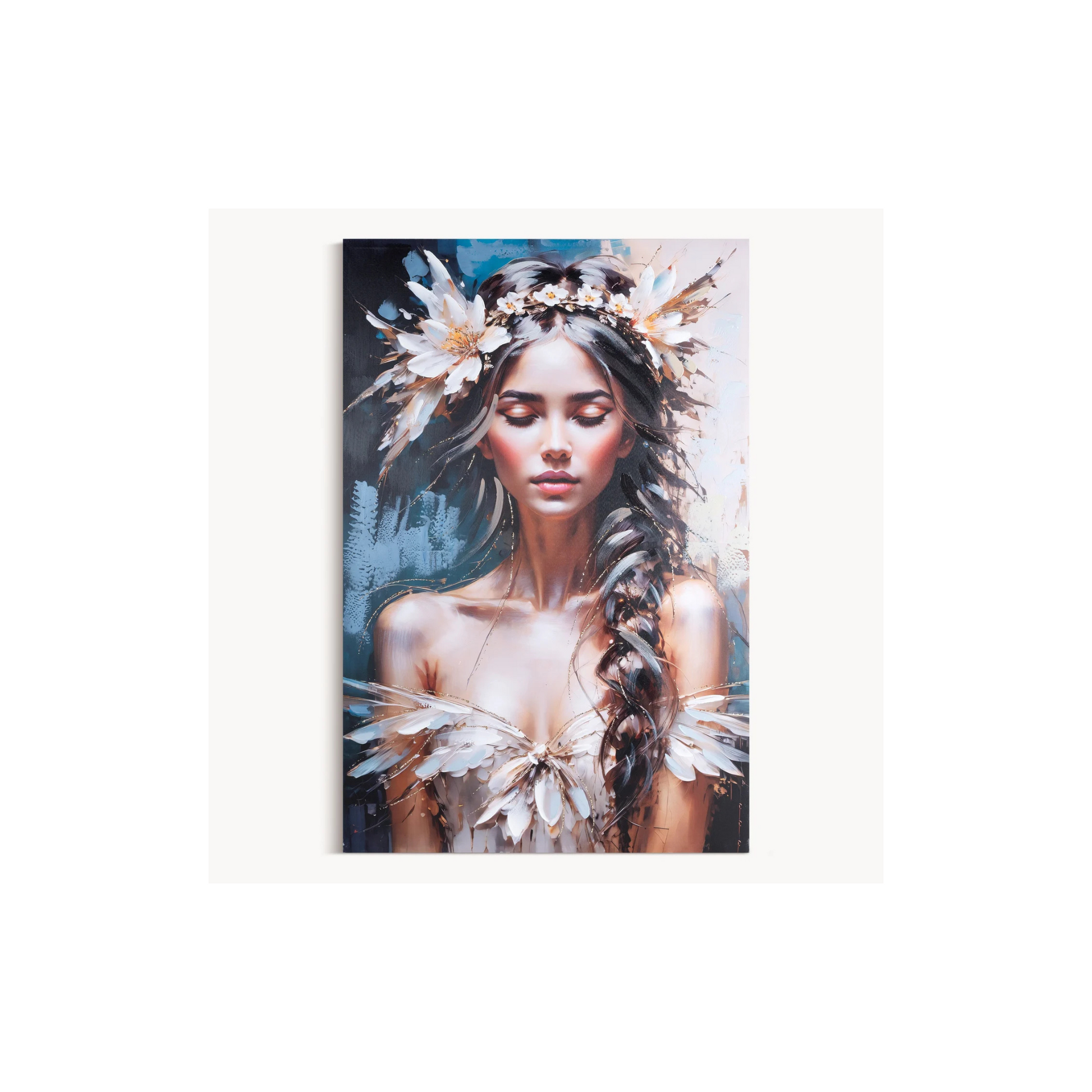 Glezna uz audekla ar rokām gleznots sievietes portrets Odri 80/120 cm - N1 Home