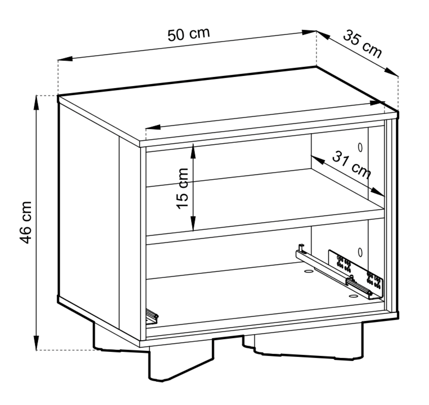 Naktsskapis Distri 50/46/35 cm Vičencas ozols/kašmirs - N1 Home