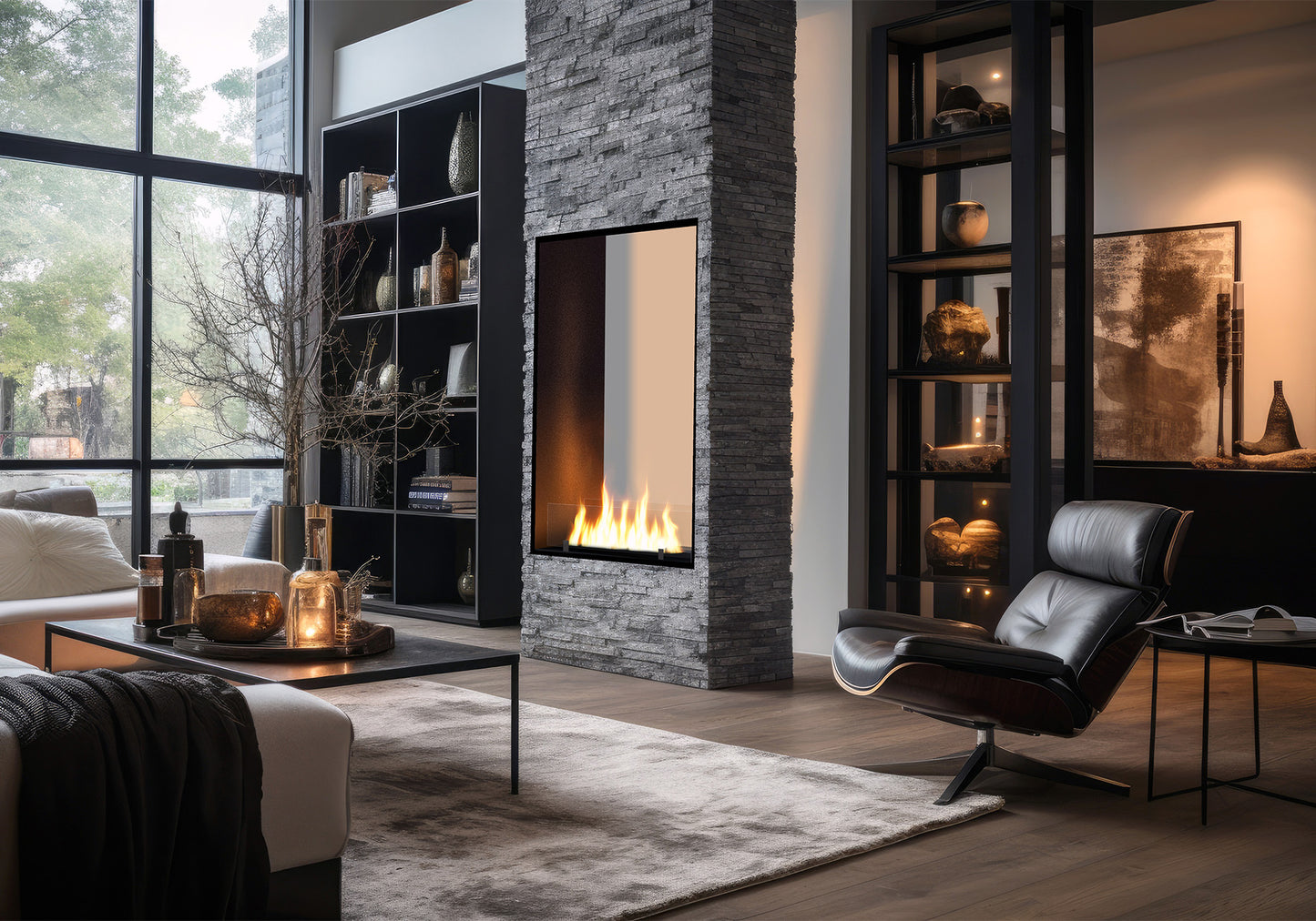 Biokamīns 2Side Slim Vert 63/113/35; 73/143/35; 83/163/35 cm melns - N1 Home