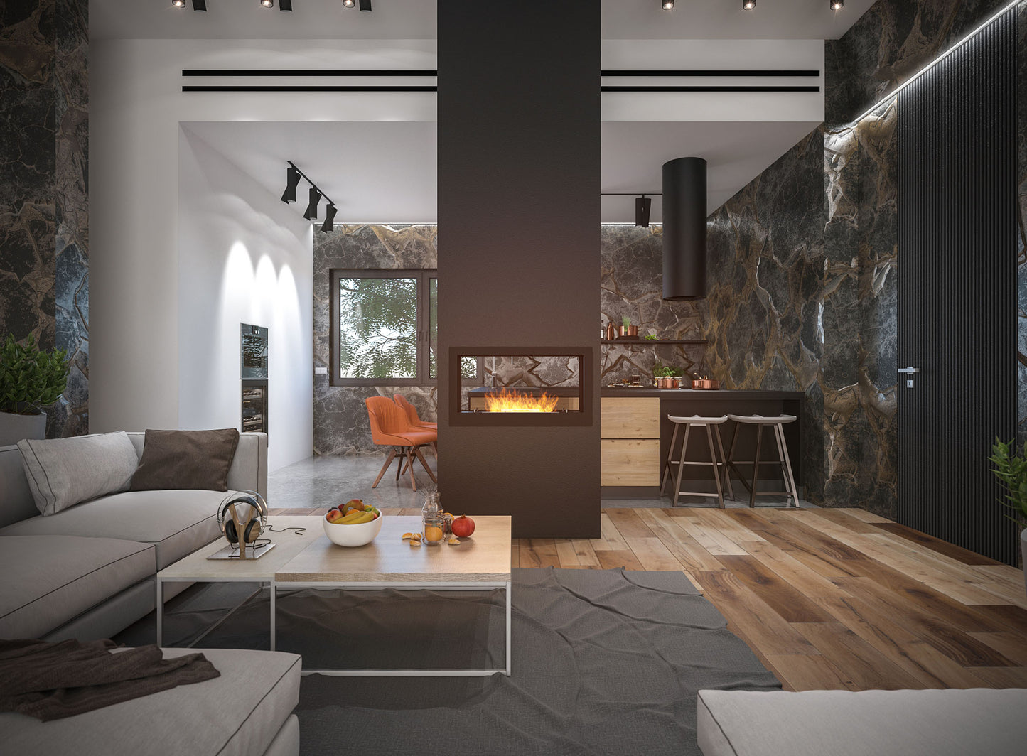 Biokamīns 2Sid 90/50/25; 120/50/25 cm melns - N1 Home